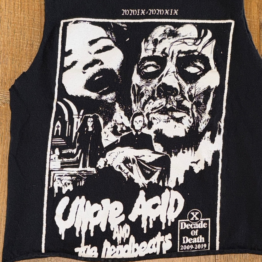 Uncle Acid & the Deadbeats Black Graphic Muscle Tee CUT UP GYM SHIRT